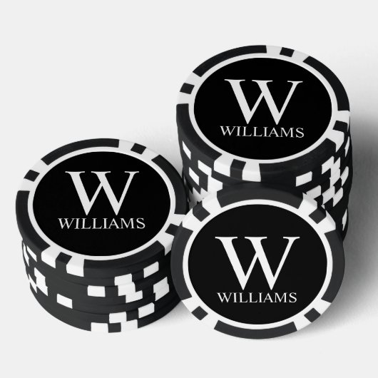 Klassiek gepersonaliseerd monogram en naam poker chips (Opstapeling)
