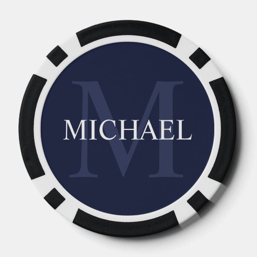 Klassiek gepersonaliseerd monogram en naam poker chips (Achterkant)