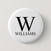 Klassiek gepersonaliseerd monogram en naam ronde button 5,7 cm (Voorkant)