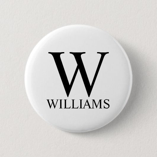 Klassiek gepersonaliseerd monogram en naam ronde button 5,7 cm (Voorkant)