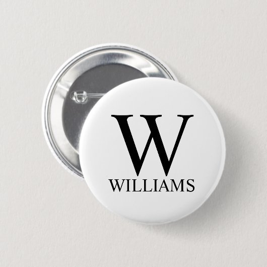 Klassiek gepersonaliseerd monogram en naam ronde button 5,7 cm (Voorkant /achterkant)