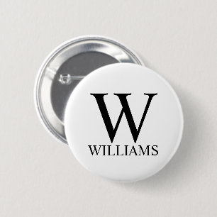 Klassiek gepersonaliseerd monogram en naam ronde button 5,7 cm
