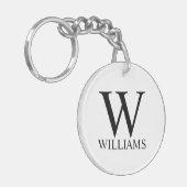 Klassiek gepersonaliseerd monogram en naam sleutelhanger (Voorkant Links)