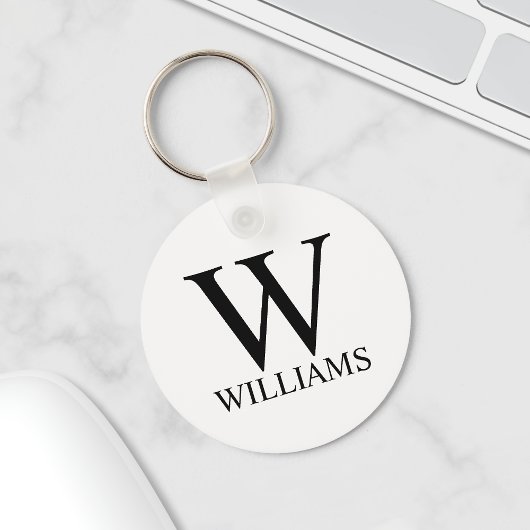 Klassiek gepersonaliseerd monogram en naam sleutelhanger