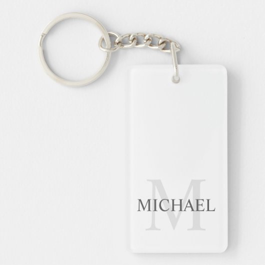 Klassiek gepersonaliseerd monogram en naam sleutelhanger (Voorkant)