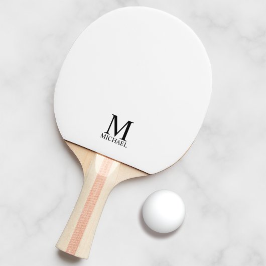 Klassiek gepersonaliseerd monogram en naam tafeltennisbatje