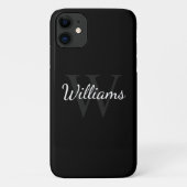 Klassiek gepersonaliseerd monogram en naam zwart Case-Mate iPhone case (Achterkant)
