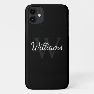 Klassiek gepersonaliseerd monogram en naam zwart Case-Mate iPhone case