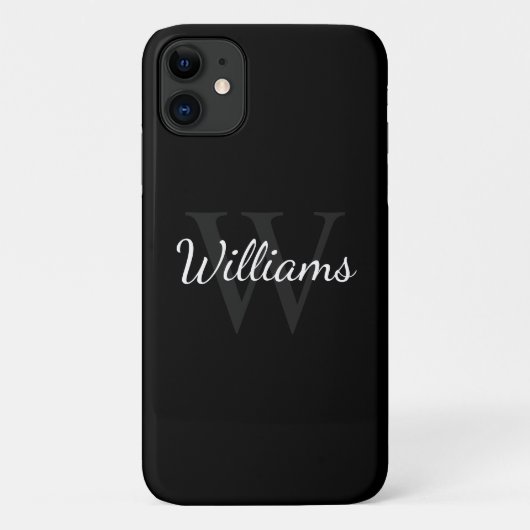 Klassiek gepersonaliseerd monogram en naam zwart Case-Mate iPhone case (Achterkant)