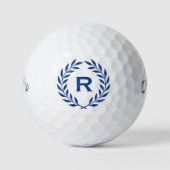 Klassiek gepersonaliseerd monogram krans blauw golfballen (Voorkant)