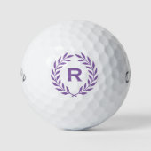 Klassiek gepersonaliseerd monogram krans Paarse Golfballen (Voorkant)