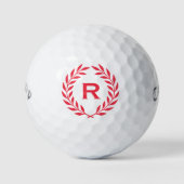 Klassiek gepersonaliseerd monogram krans rood golfballen (Voorkant)