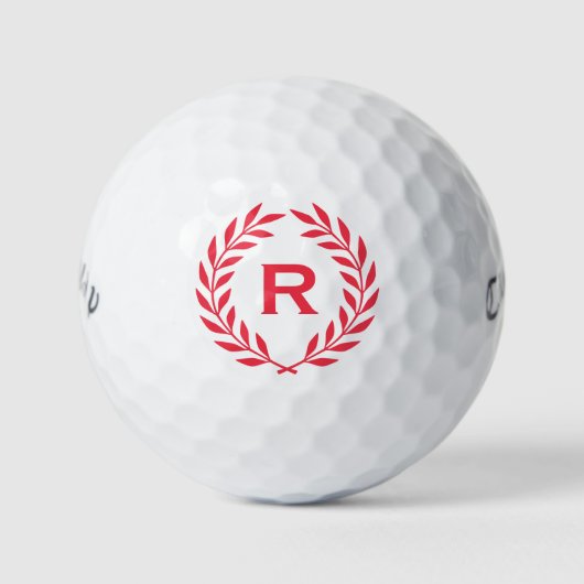 Klassiek gepersonaliseerd monogram krans rood golfballen (Voorkant)