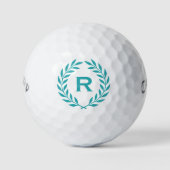 Klassiek gepersonaliseerd monogram krans turquoise golfballen (Voorkant)