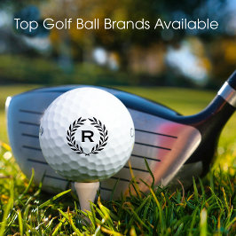 Klassiek gepersonaliseerd monogram krans zwart golfballen