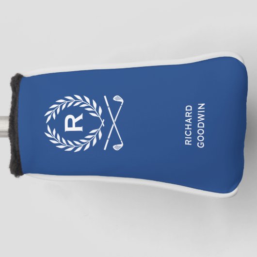 Klassiek gepersonaliseerd monogram naam Blue Putte Golfheadcover (Voorkant)