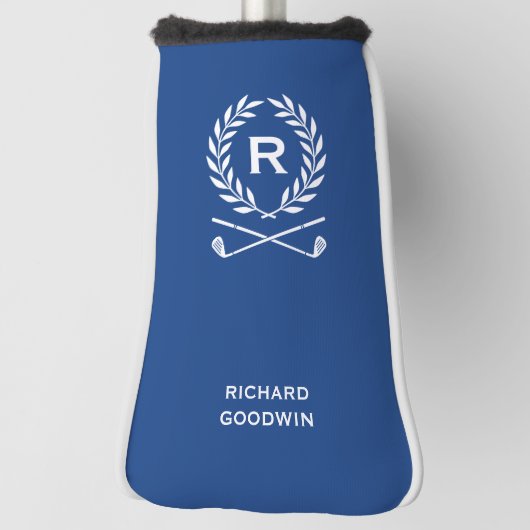 Klassiek gepersonaliseerd monogram naam Blue Putte Golfheadcover (Draai 90)