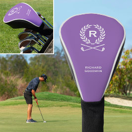 Klassiek gepersonaliseerd monogram naam Paarse Golfheadcover