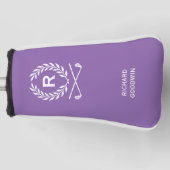 Klassiek gepersonaliseerd monogram naam Paarse put Golfheadcover (Voorkant)