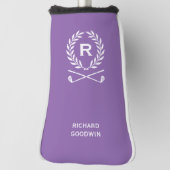 Klassiek gepersonaliseerd monogram naam Paarse put Golfheadcover (Draai 90)