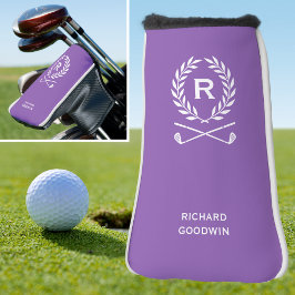 Klassiek gepersonaliseerd monogram naam Paarse put Golfheadcover