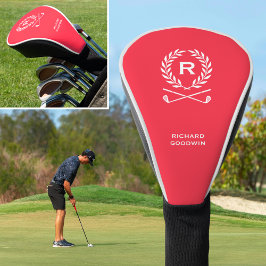 Klassiek gepersonaliseerd monogram naam rood golfheadcover