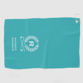 Klassiek gepersonaliseerd monogram naam Turquoise Golfhanddoek (Horizontaal)
