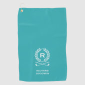 Klassiek gepersonaliseerd monogram naam Turquoise Golfhanddoek (Voorkant)