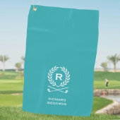 Klassiek gepersonaliseerd monogram naam Turquoise Golfhanddoek