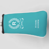 Klassiek gepersonaliseerd monogram naam Turquoise Golfheadcover (Voorkant)