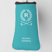 Klassiek gepersonaliseerd monogram naam Turquoise Golfheadcover (Draai 90)