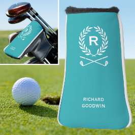 Klassiek gepersonaliseerd monogram naam Turquoise Golfheadcover