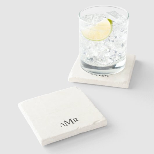 Klassiek Gepersonaliseerd Monogram Stenen Onderzetter (Zijkant)