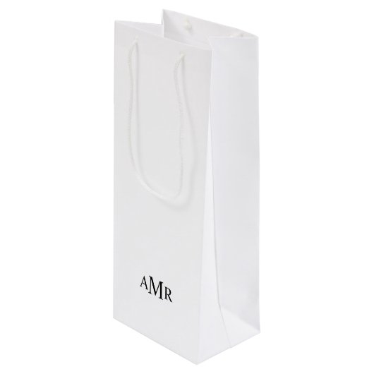 Klassiek gepersonaliseerd monogram wijn cadeautas (Voorkant Gekanteld)