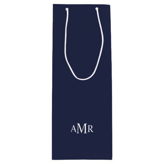 Klassiek gepersonaliseerd monogram wijn cadeautas (Voorkant)