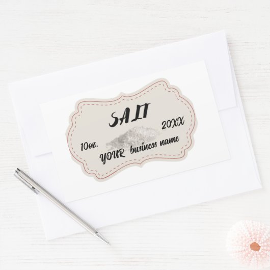Klassiek gepersonaliseerd rond vleeslabel zout rechthoekige sticker (Envelop)
