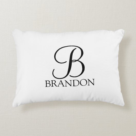 Klassiek gepersonaliseerd schriftmonogram en naam accent kussen (Voorkant)