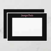 Klassiek gepersonaliseerd zwart, wit en roze kaart (Voorkant / Achterkant)