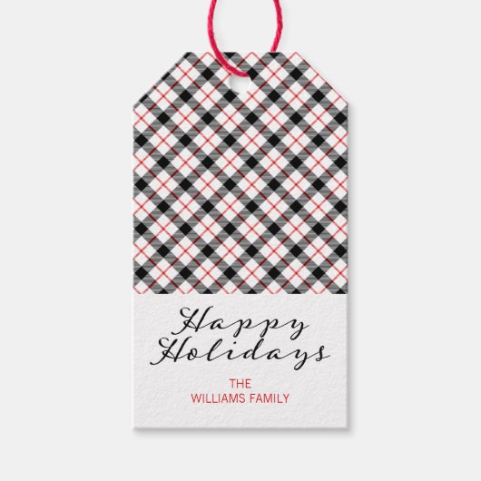 Klassiek geplakt kerstfeest Prettige feestdagen ca Cadeaulabel (Voorkant)