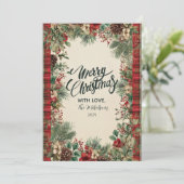 Klassiek geruit Kerstmis Feestdagenkaart (Staand voorkant)