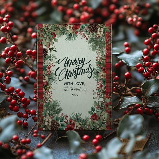 Klassiek geruit Kerstmis Feestdagenkaart