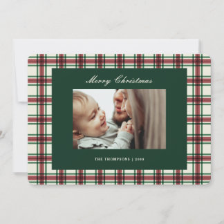 Klassiek geruit patroon Script Prettig Kerstfeest  Feestdagenkaart