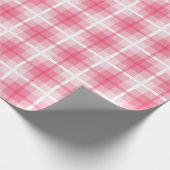 Klassiek geruit patroon van rood roze wit cadeaupapier (Hoek)