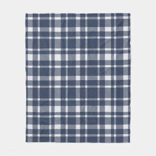 Klassiek geruit plaid patroon-donkernblauw en wit fleece deken
