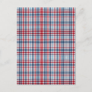 Klassiek, geruit rood wit blauw patroon  uitnodiging briefkaart