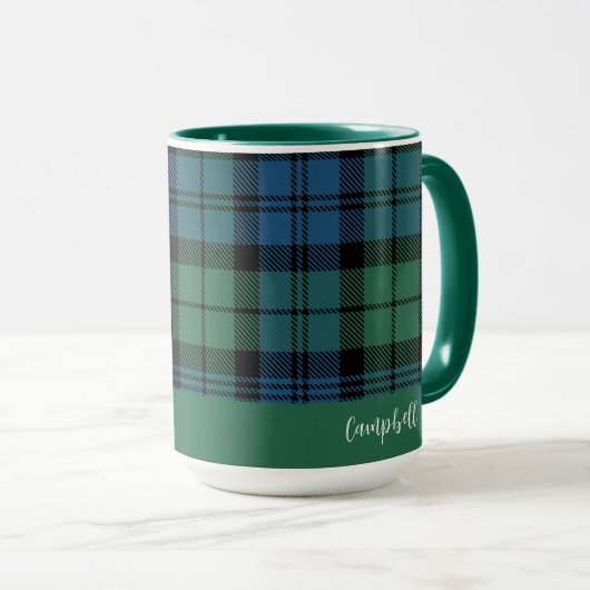 Klassiek geruit script Custom Clan Campbell Tartan Mok (Voorkant rechts)