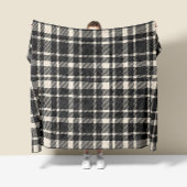 Klassiek geruit tartanpatroon- houtskoolzwart fleece deken