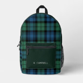 Klassiek geruite gepersonaliseerde Campbell Tartan Bedrukte Rugzak (Voorkant)