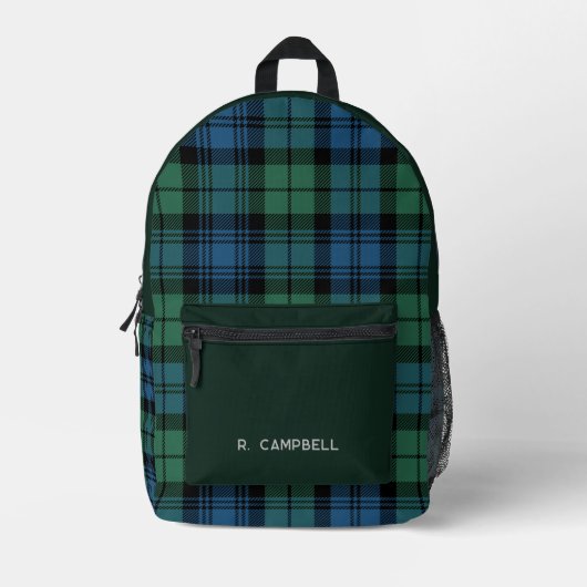 Klassiek geruite gepersonaliseerde Campbell Tartan Bedrukte Rugzak (Voorkant)