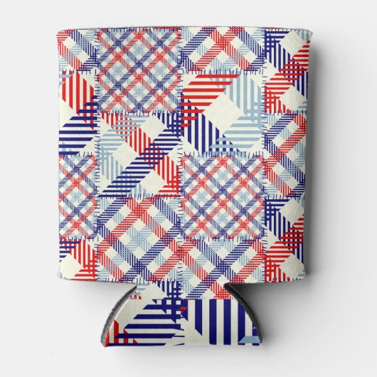 Klassiek geruite patchwork: vierkanten patroon blikjeskoeler (Voorkant)